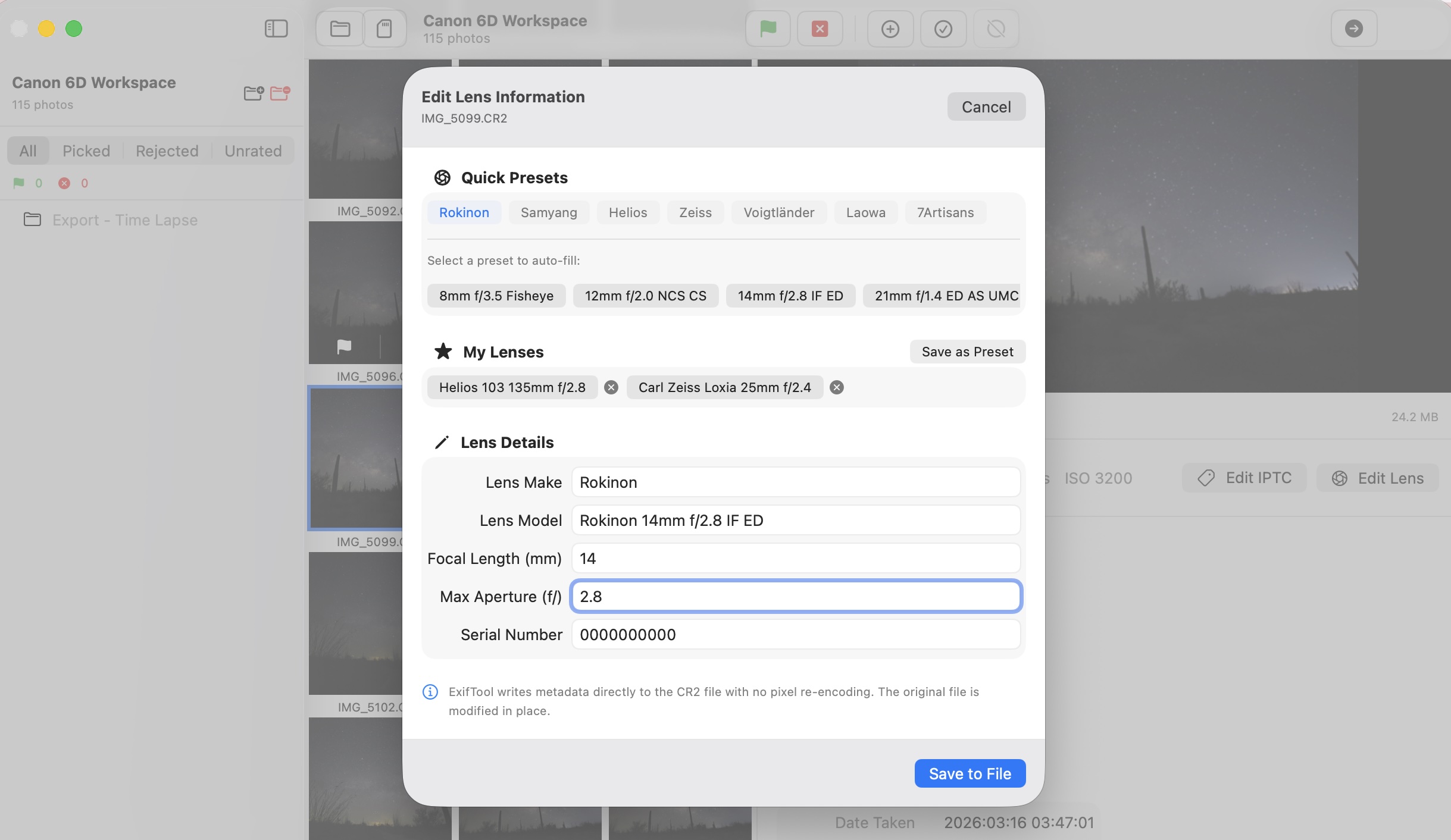 ExifStream app screenshot